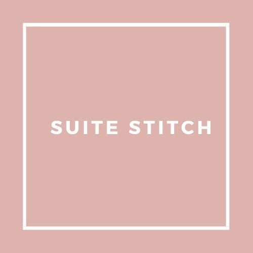 chic rose and cream colored logo of Suite Stitch